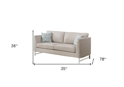 Modway Furniture 35" Beige Linen Sofa with Stylish Silver Legs - Elegant, Comfortable, and Perfect for Any Space! - 347284-HOMEROOTS