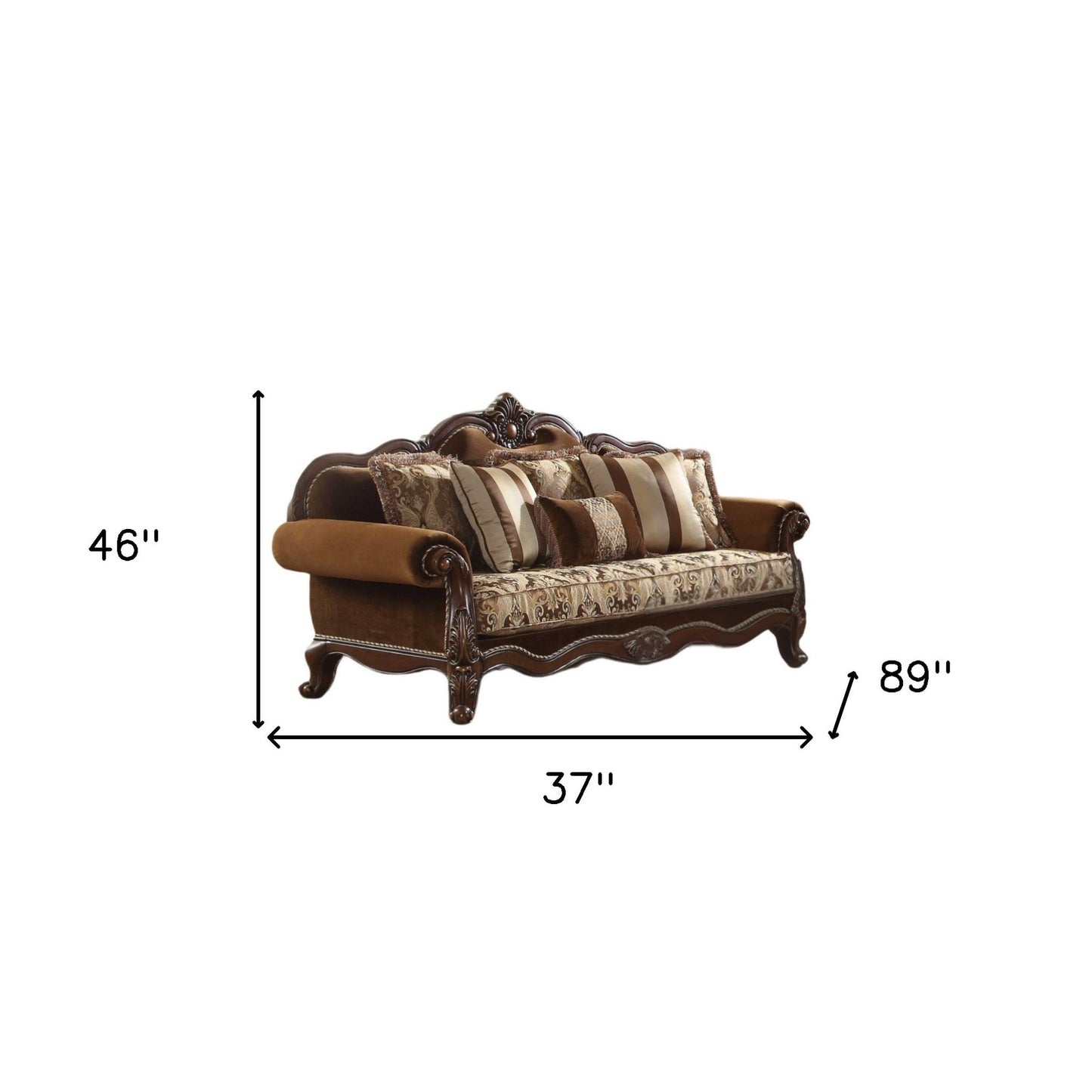 Modway Furniture 37" Oak Velvet Floral Sofa with Elegant Toss Pillows and Espresso Legs for Stylish Comfort - 348213-HOMEROOTS