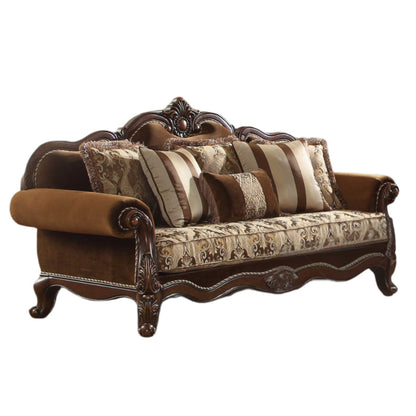 Modway Furniture 37" Oak Velvet Floral Sofa with Elegant Toss Pillows and Espresso Legs for Stylish Comfort - 348213-HOMEROOTS