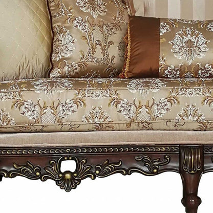Modway Furniture 39" Beige Floral Sofa with Toss Pillows - Luxurious Comfort, Durable Design & Stylish Dark Legs - 348217-HOMEROOTS