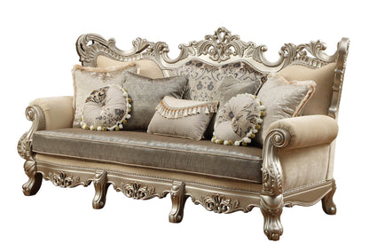 Modway Furniture 41" Luxurious Champagne Cotton Blend Curved Floral Sofa with Elegant Toss Pillows for Home Décor - 348222-HOMEROOTS