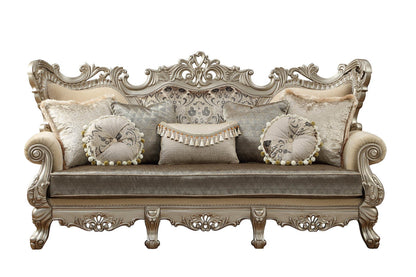 Modway Furniture 41" Luxurious Champagne Cotton Blend Curved Floral Sofa with Elegant Toss Pillows for Home Décor - 348222-HOMEROOTS