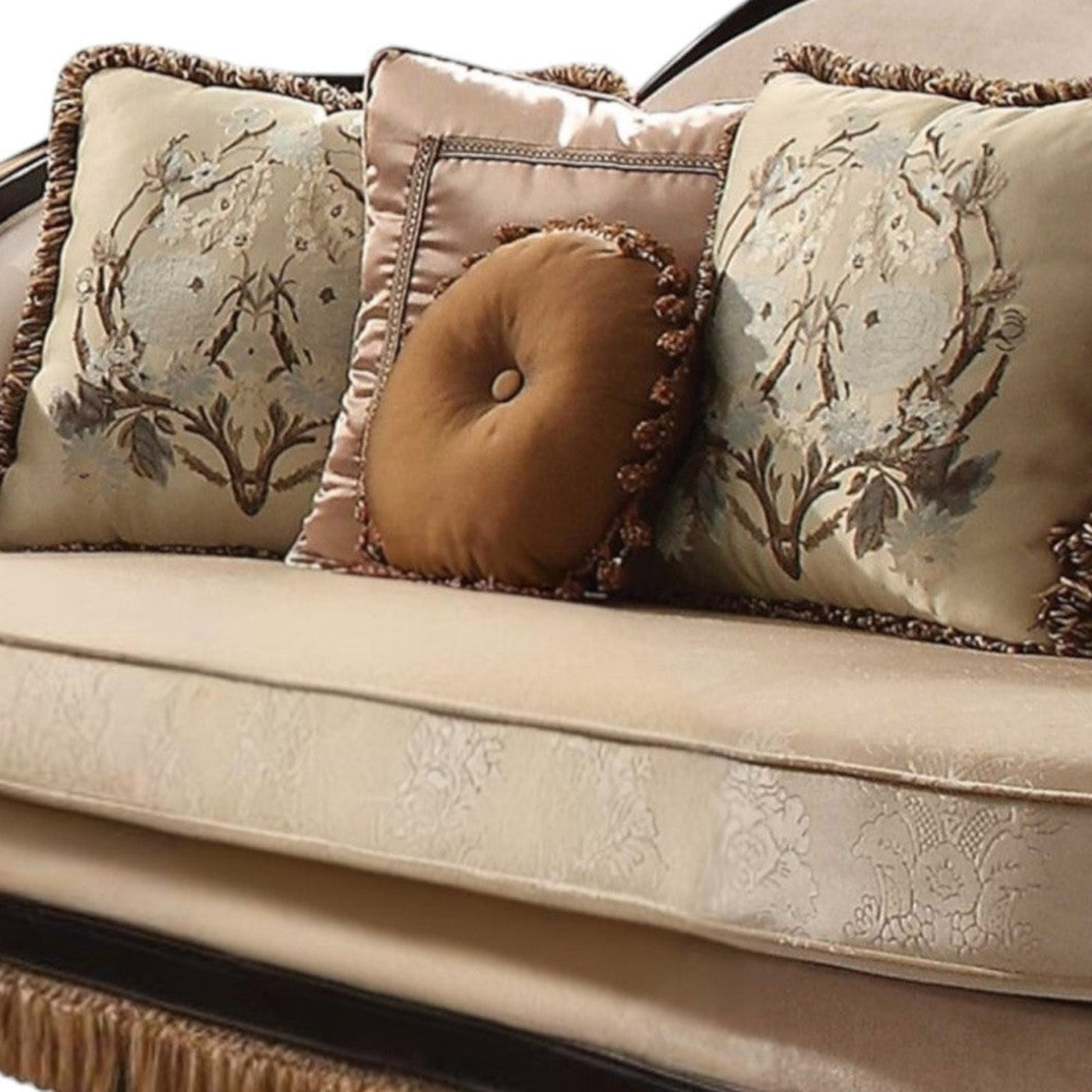 Modway Furniture 41" Tan Velvet Curved Sofa with Toss Pillows - Stylish, Soft, and Perfect for Any Decor Scheme! - 348229-HOMEROOTS