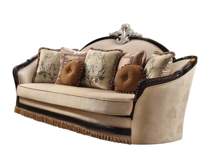 Modway Furniture 41" Tan Velvet Curved Sofa with Toss Pillows - Stylish, Soft, and Perfect for Any Decor Scheme! - 348229-HOMEROOTS