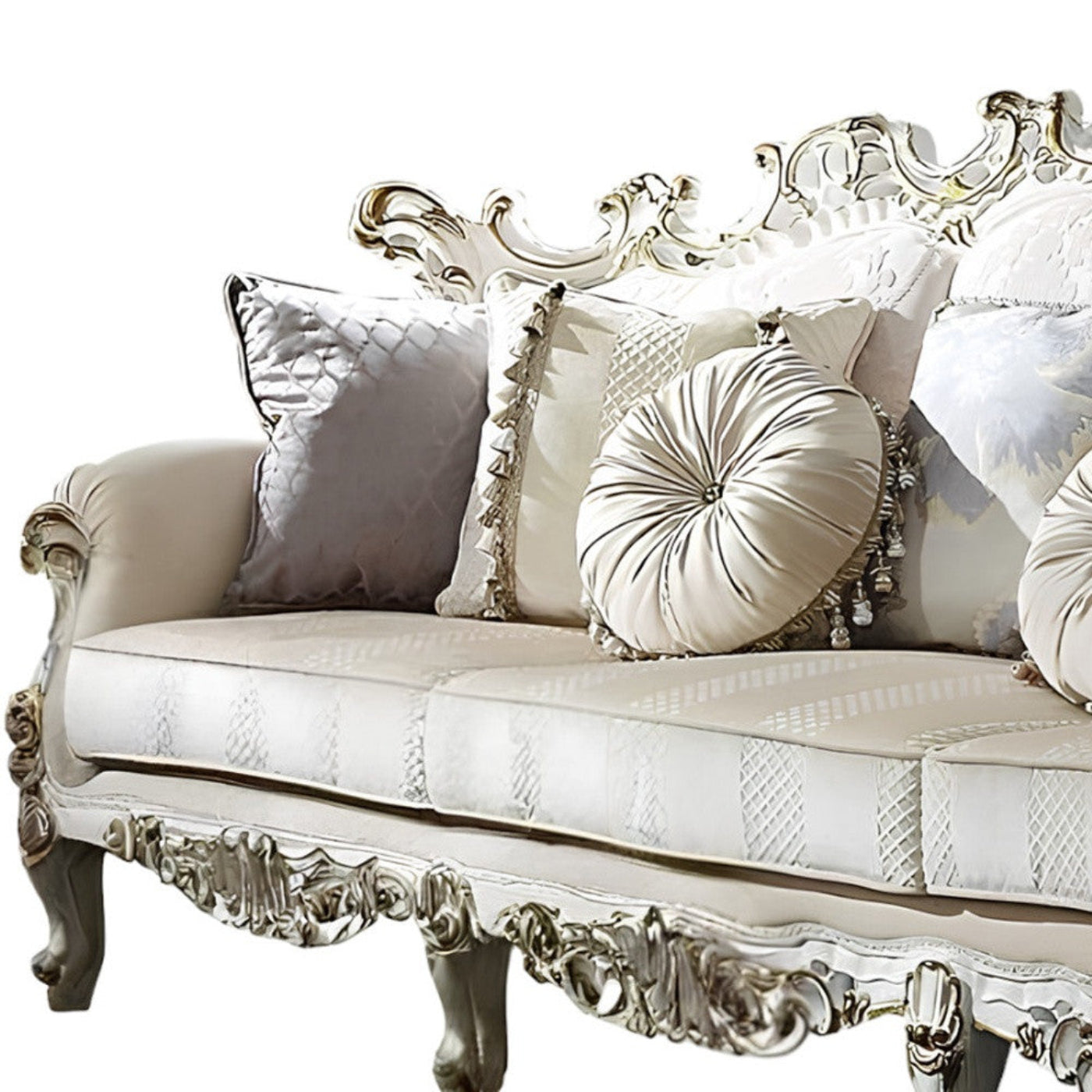 Modway Furniture 36" Elegant Pearl Polyester Blend Floral Sofa with Cozy Toss Pillows - Stylish & Durable Seating - 348234-HOMEROOTS