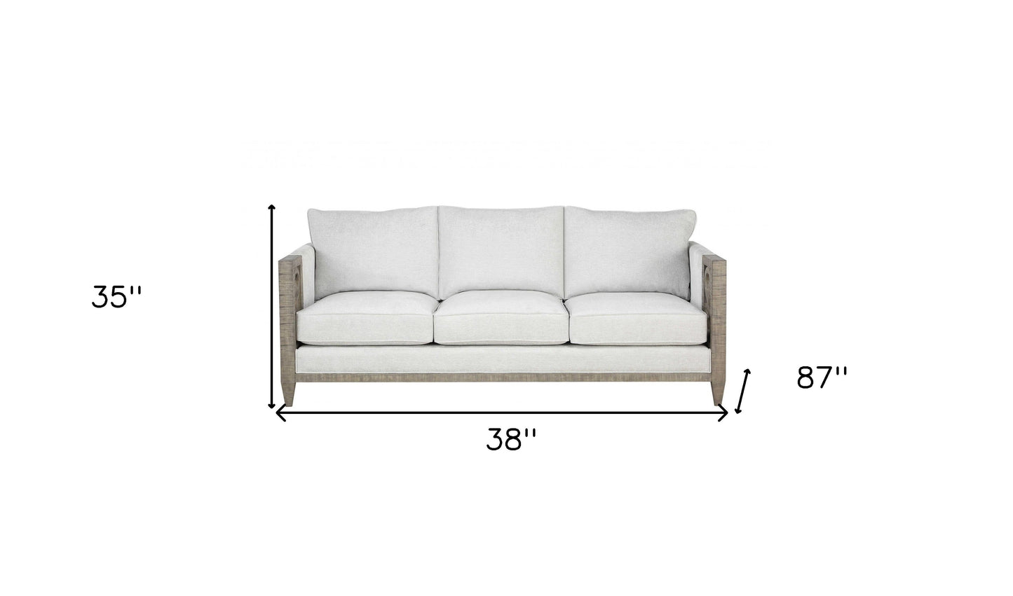 Modway Furniture 38" Chic White Fabric Sofa with Stylish Black and Gray Legs for Modern Living Room Elegance - 348643-HOMEROOTS