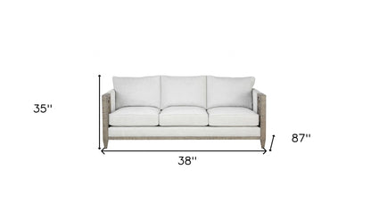 Modway Furniture 38" Chic White Fabric Sofa with Stylish Black and Gray Legs for Modern Living Room Elegance - 348643-HOMEROOTS