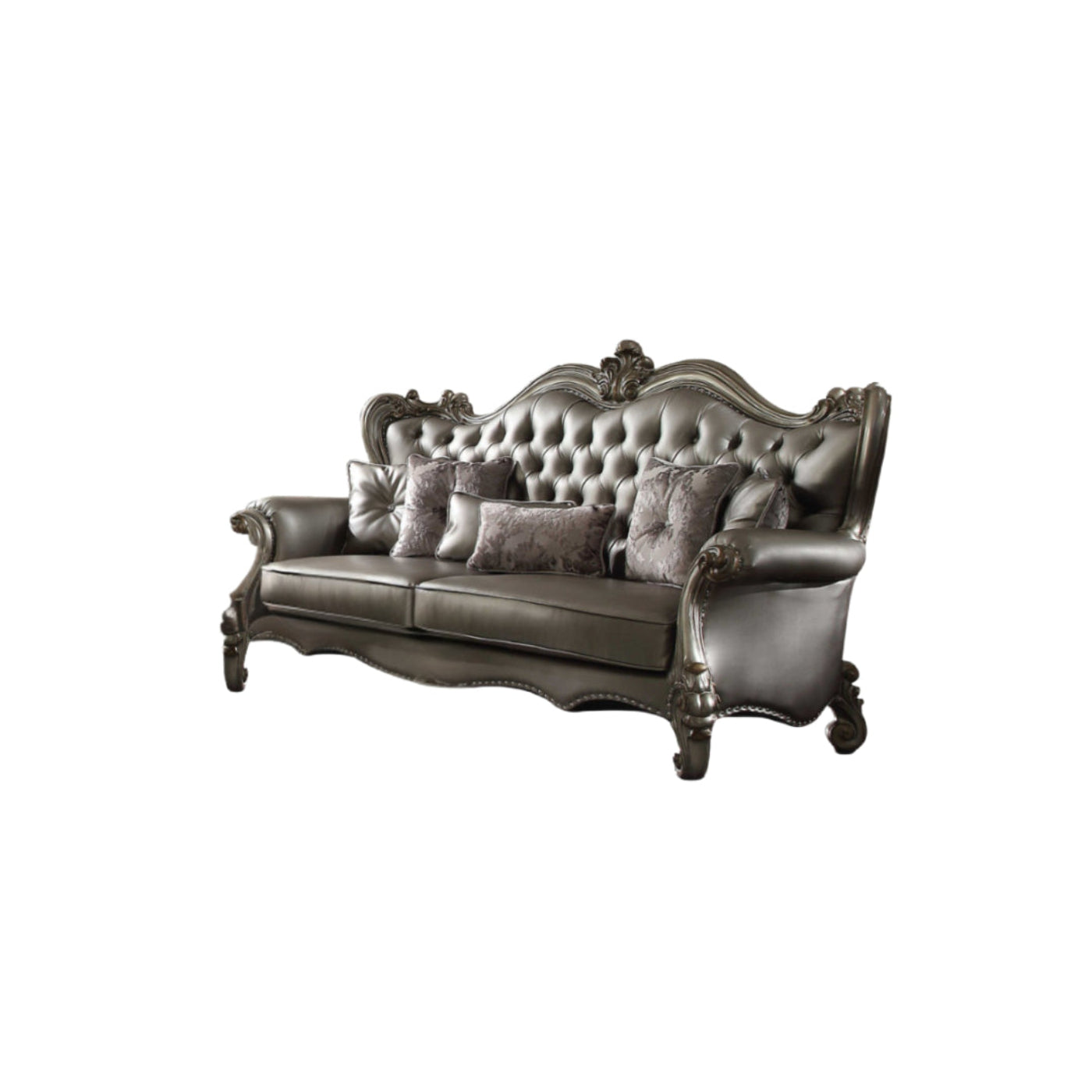 Modway Furniture 46" Platinum Faux Leather Curved Sofa with Toss Pillows - Stylish Comfort & Timeless Elegance - 348644-HOMEROOTS