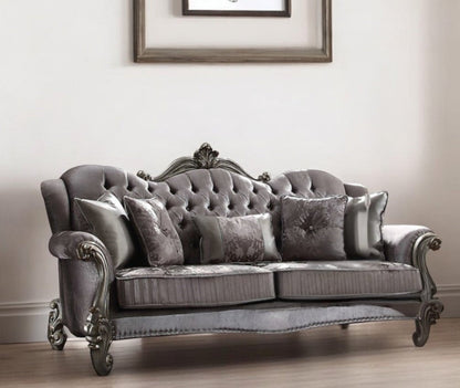 Modway Furniture 45" Platinum Velvet Floral Sofa with Toss Pillows - Elegant Design, Comfort, and Style for Any Room - 348645-HOMEROOTS