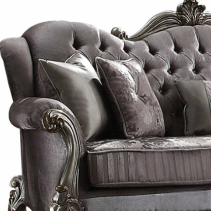 Modway Furniture 45" Platinum Velvet Floral Sofa with Toss Pillows - Elegant Design, Comfort, and Style for Any Room - 348645-HOMEROOTS