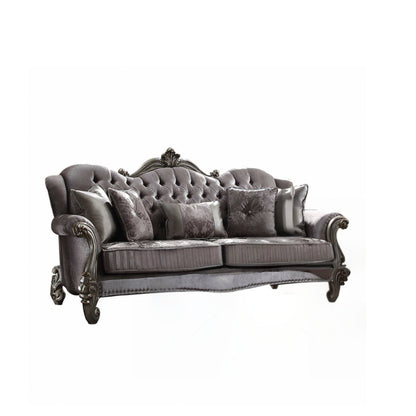 Modway Furniture 45" Platinum Velvet Floral Sofa with Toss Pillows - Elegant Design, Comfort, and Style for Any Room - 348645-HOMEROOTS