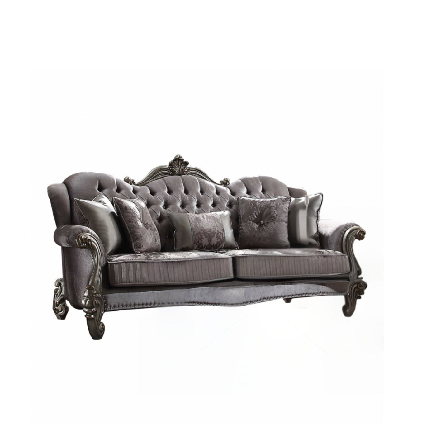 Modway Furniture 45" Platinum Velvet Floral Sofa with Toss Pillows - Elegant Design, Comfort, and Style for Any Room - 348645-HOMEROOTS
