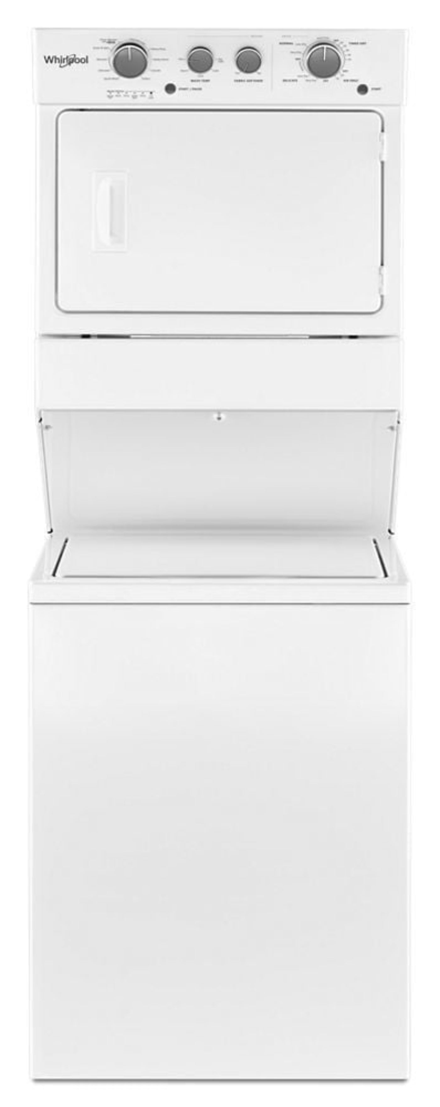 WHIRLPOOL3.5 cu.ft Long Vent Electric Stacked Laundry Center 9 Wash cycles and AutoDry - WETLV27HW-KT