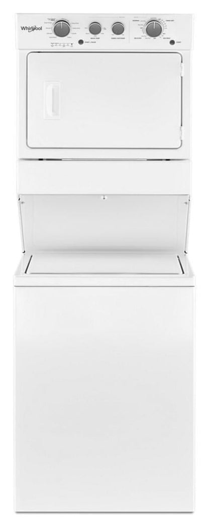WHIRLPOOL3.5 cu.ft Long Vent Electric Stacked Laundry Center 9 Wash cycles and AutoDry - WETLV27HW-KT