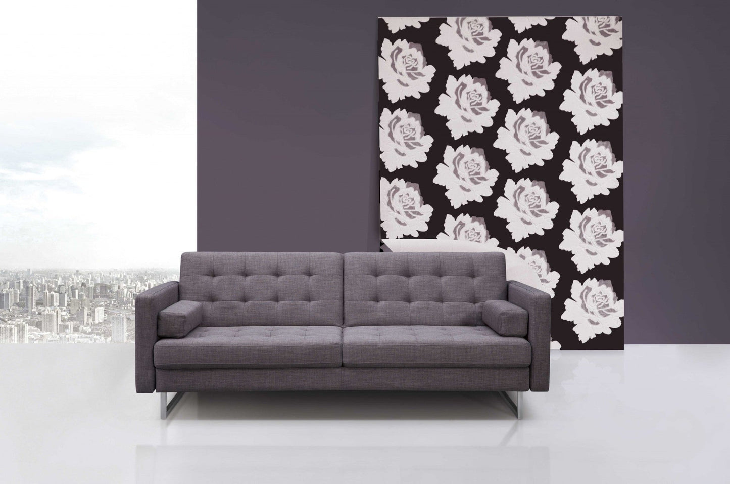 Modway Furniture 80" Gray Fabric Sofa with Sleek Silver Legs - Stylish Comfort for Your Modern Living Space! - 372115-HOMEROOTS