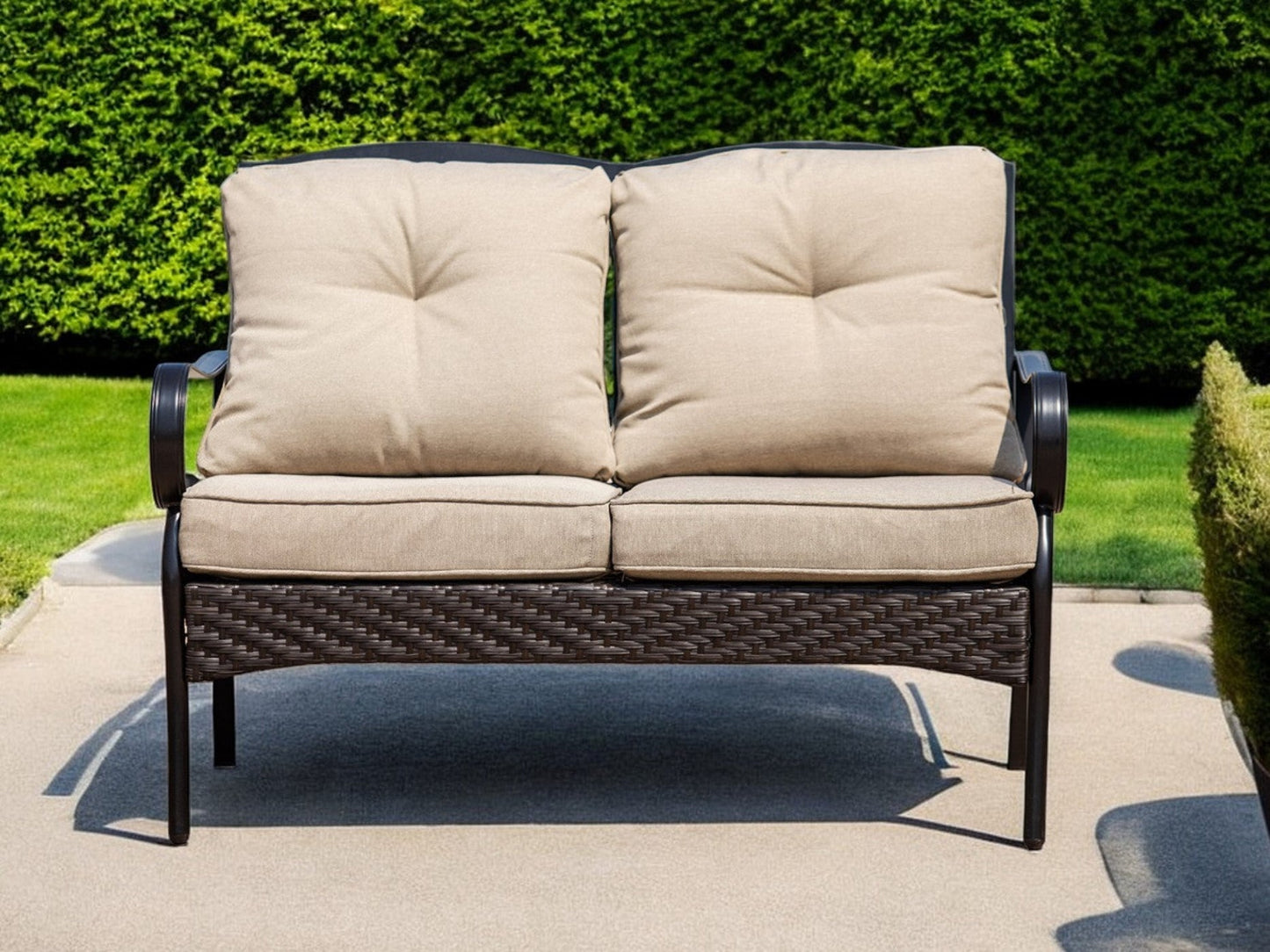 Modway Furniture 48" Luxurious Beige Polyester Sofa with Black Legs – Stylish, Durable, and Perfect for Any Space! - 374052-HOMEROOTS