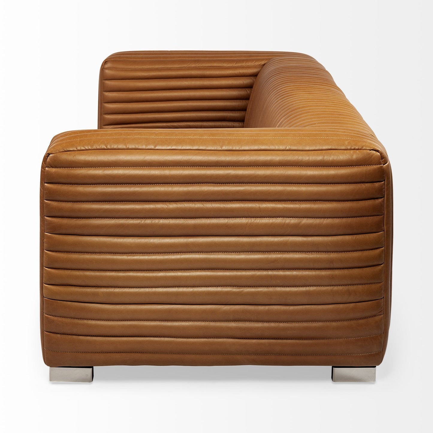 Modway Furniture 39" Gold Leather Sofa - Luxurious Comfort with Silver Metallic Legs for Modern Elegance & Style - 380388-HOMEROOTS