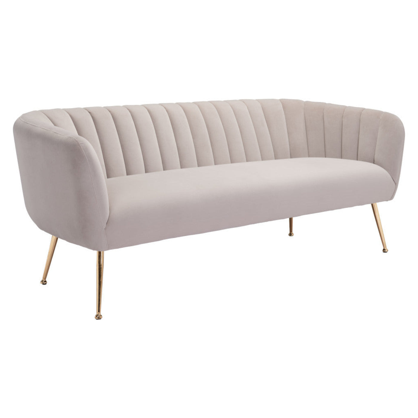 Modway Furniture 70" Beige Velvet Sofa with Stylish Gold Legs - Elegant Comfort for Modern Living Rooms and Decor - 385936-HOMEROOTS