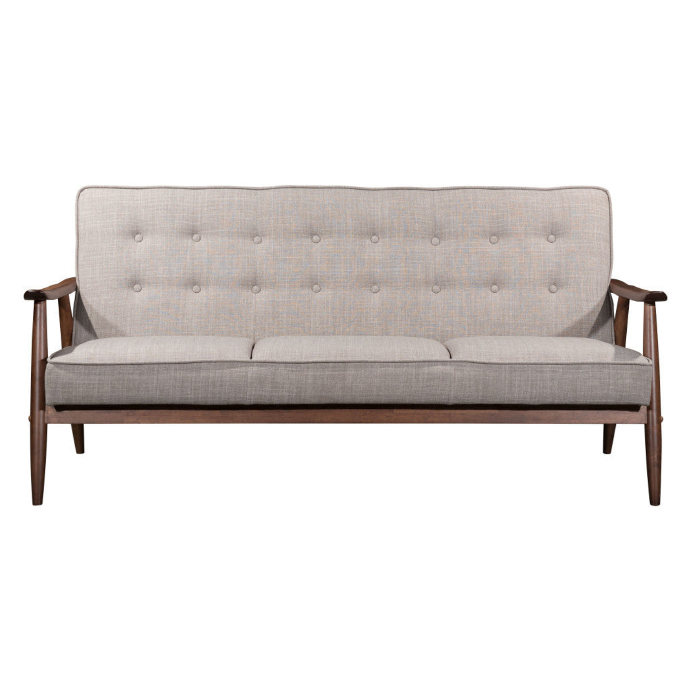 Modway Furniture 69" Beige Polyester Sofa with Stylish Brown Legs - Contemporary Comfort for Any Living Space - 396458-HOMEROOTS