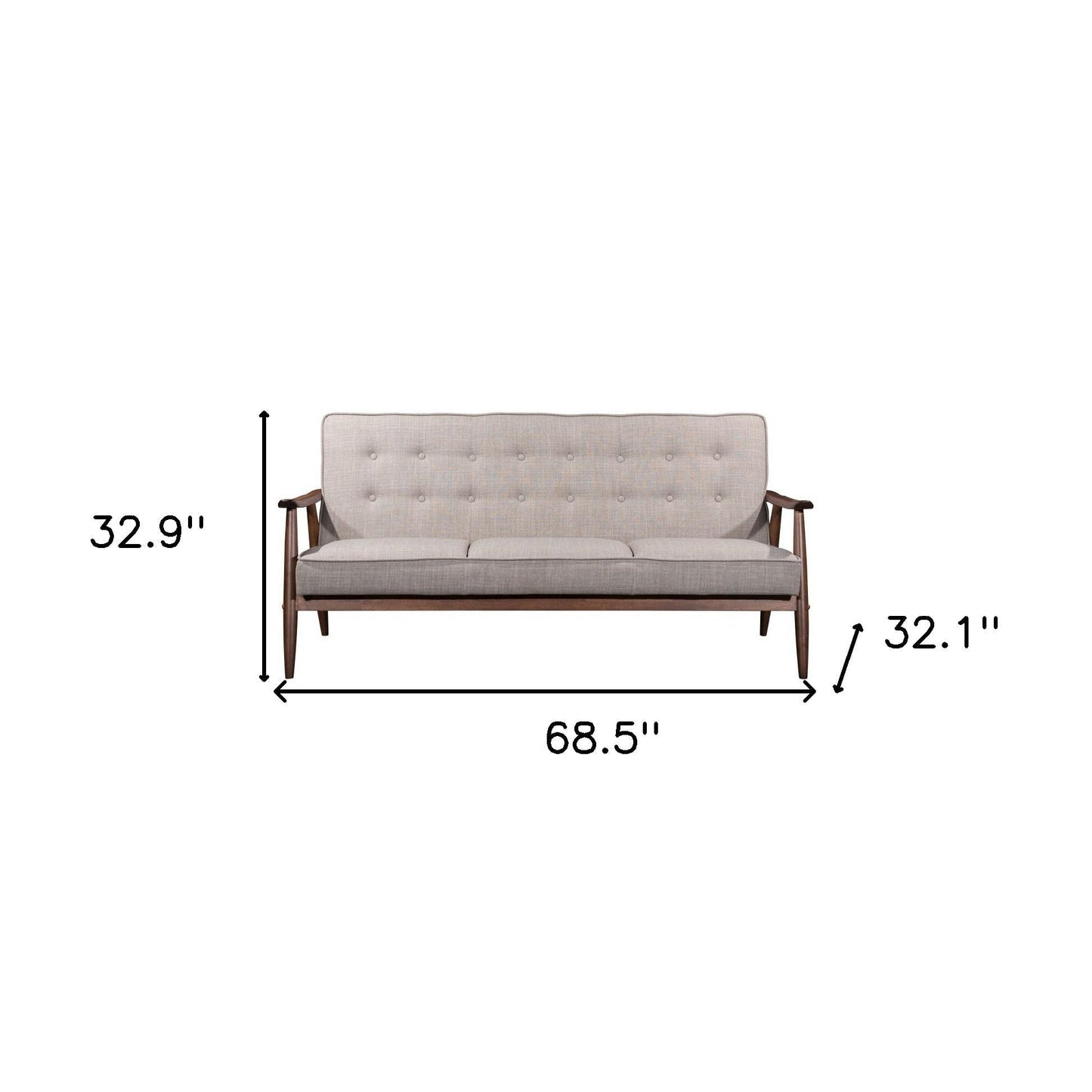 Modway Furniture 69" Beige Polyester Sofa with Stylish Brown Legs - Contemporary Comfort for Any Living Space - 396458-HOMEROOTS