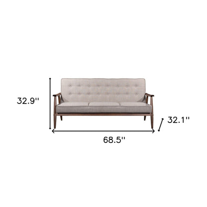 Modway Furniture 69" Beige Polyester Sofa with Stylish Brown Legs - Contemporary Comfort for Any Living Space - 396458-HOMEROOTS