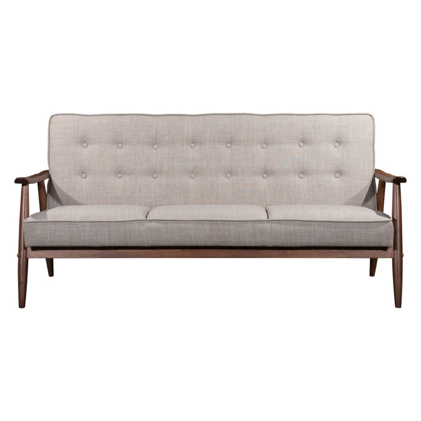 Modway Furniture 69" Beige Polyester Sofa with Stylish Brown Legs - Contemporary Comfort for Any Living Space - 396458-HOMEROOTS