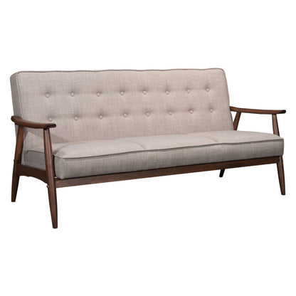 Modway Furniture 69" Beige Polyester Sofa with Stylish Brown Legs - Contemporary Comfort for Any Living Space - 396458-HOMEROOTS