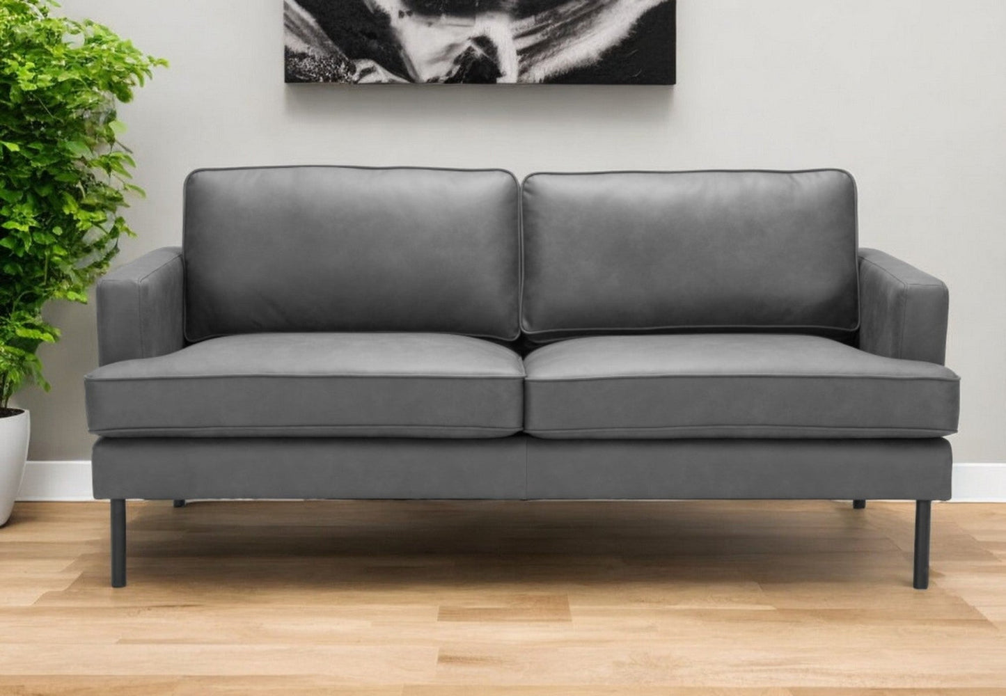 Modway Furniture 72" Gray Polyester Sofa with Chic Black Legs - Stylish Comfort for Modern Living Spaces! - 396467-HOMEROOTS