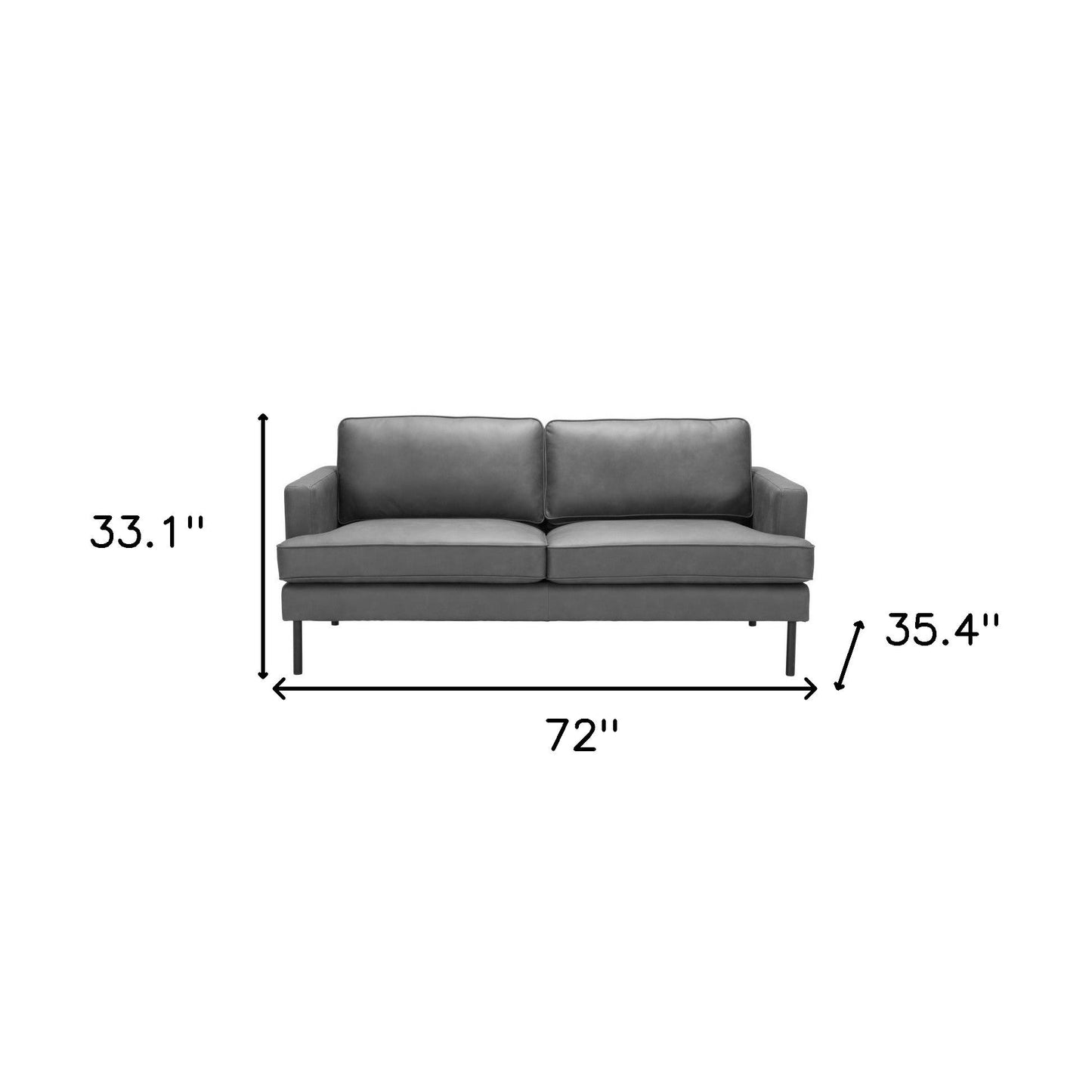 Modway Furniture 72" Gray Polyester Sofa with Chic Black Legs - Stylish Comfort for Modern Living Spaces! - 396467-HOMEROOTS