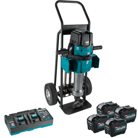 Makita 80V max (40V max X2) XGT Brushless 70 lb. 1‑1/8" Hex AVT Breaker Hammer Kit, AWS Capable with 4 Batteries  - GMH04PL4X