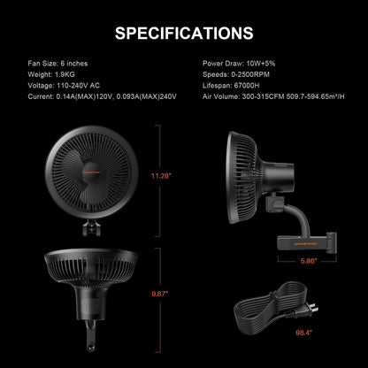 Spider Farmer® 8’x4’X6.5′ Complete Grow Tent Kit丨2xG5000 Full Spectrum LED Grow Light丨6” Clip Fan