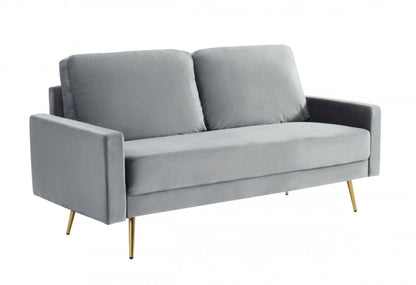 Modway Furniture 72" Gray Velvet Sofa with Elegant Brass Legs - Luxurious Comfort & Modern Design for Your Space - 480917-HOMEROOTS