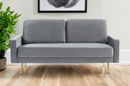 Modway Furniture 72" Gray Velvet Sofa with Elegant Brass Legs - Luxurious Comfort & Modern Design for Your Space - 480917-HOMEROOTS