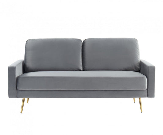 Modway Furniture 72" Gray Velvet Sofa with Elegant Brass Legs - Luxurious Comfort & Modern Design for Your Space - 480917-HOMEROOTS