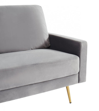 Modway Furniture 72" Gray Velvet Sofa with Elegant Brass Legs - Luxurious Comfort & Modern Design for Your Space - 480917-HOMEROOTS
