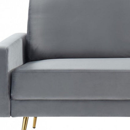 Modway Furniture 72" Gray Velvet Sofa with Elegant Brass Legs - Luxurious Comfort & Modern Design for Your Space - 480917-HOMEROOTS