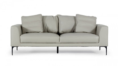 Modway Furniture 87" Gray Genuine Leather Sofa with Elegant Black Legs - Luxuriously Comfortable & Modern Design -480918-HOMEROOTS