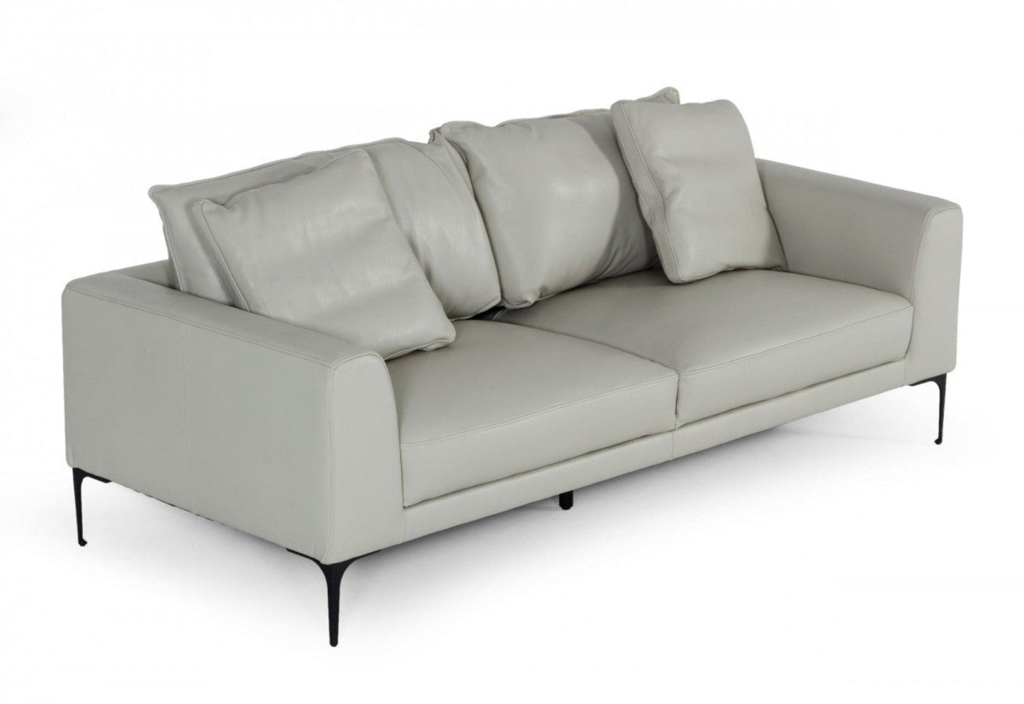 Modway Furniture 87" Gray Genuine Leather Sofa with Elegant Black Legs - Luxuriously Comfortable & Modern Design -480918-HOMEROOTS
