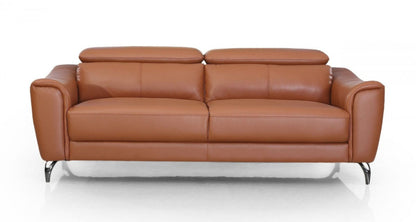 Modway Furniture 80" Brown Genuine Leather Sofa - Luxurious Comfort, Silver Legs & Contemporary Elegance for Your Home - 480920-HOMEROOTS