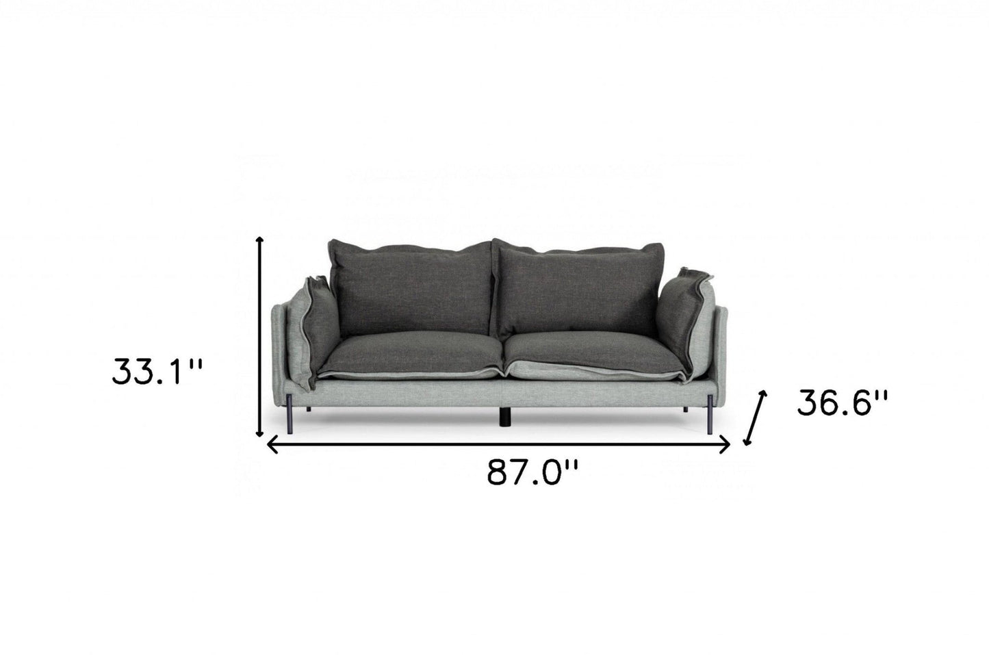 Modway Furniture 87" Luxurious Dark Gray Polyester Blend Sofa with Stylish Silver Legs – Perfect for Any Living Space! - 480928-HOMEROOTS
