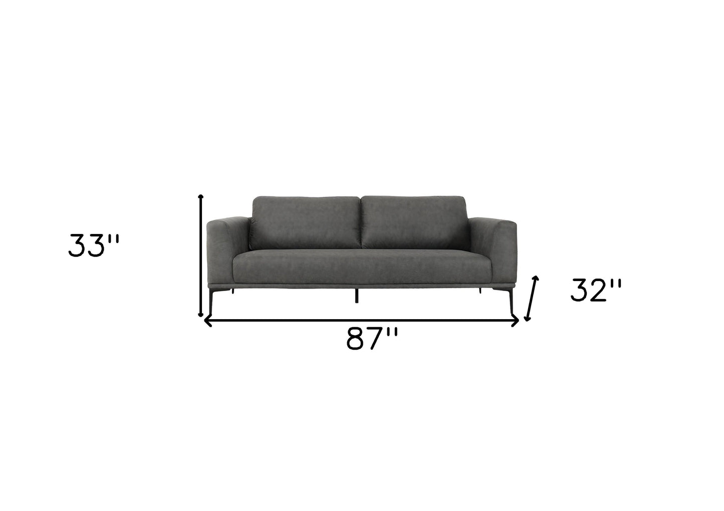 Modway Furniture 87" Dark Gray Sofa with Stylish Black Legs - Comfortable Polyester Seating for Modern Living Rooms - 480930-HOMEROOTS