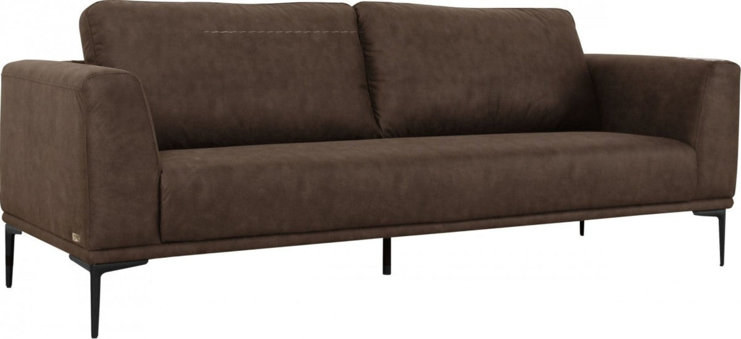 Modway Furniture 87" Luxurious Brown Sofa with Black Metal Legs, Soft Polyester Upholstery, and Removable Cushions - 480933-HOMEROOTS
