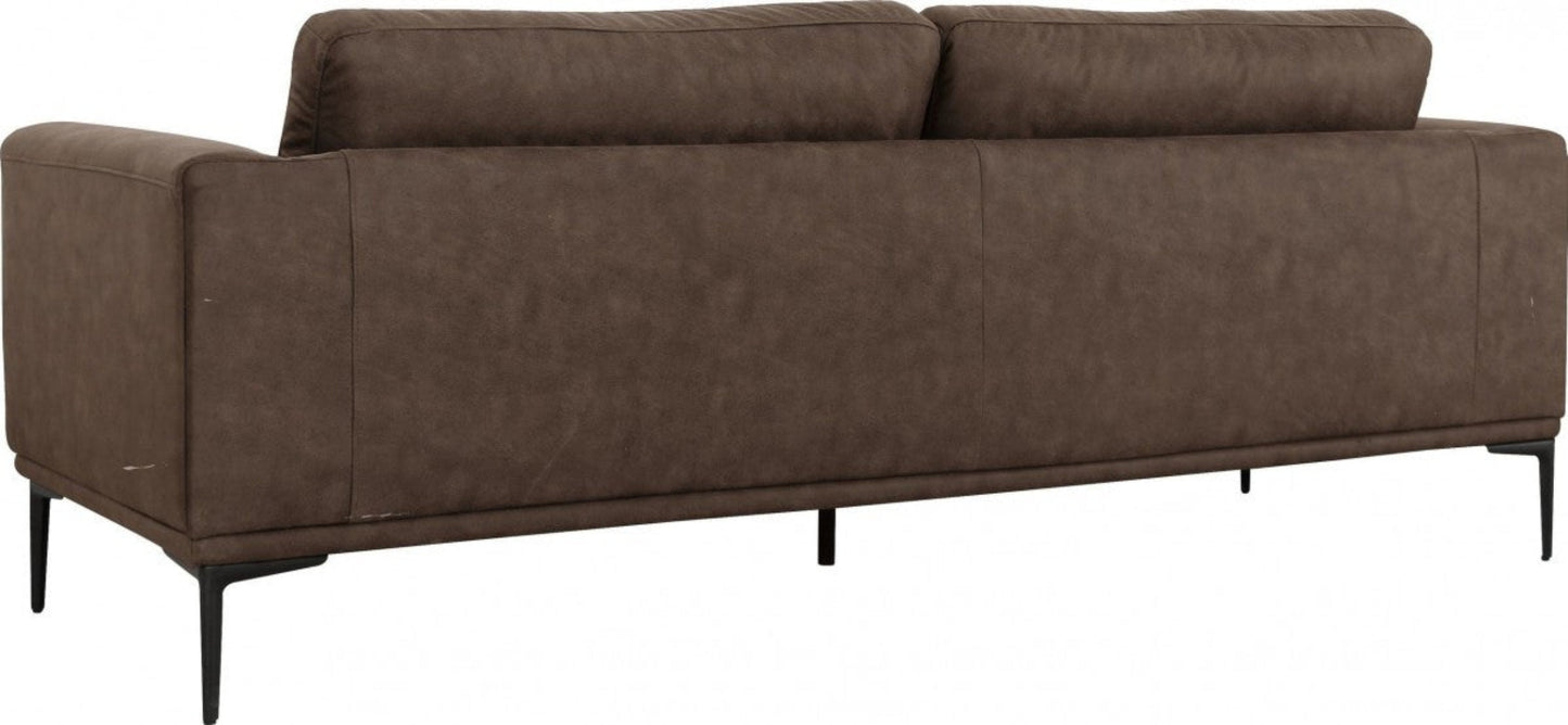 Modway Furniture 87" Luxurious Brown Sofa with Black Metal Legs, Soft Polyester Upholstery, and Removable Cushions - 480933-HOMEROOTS