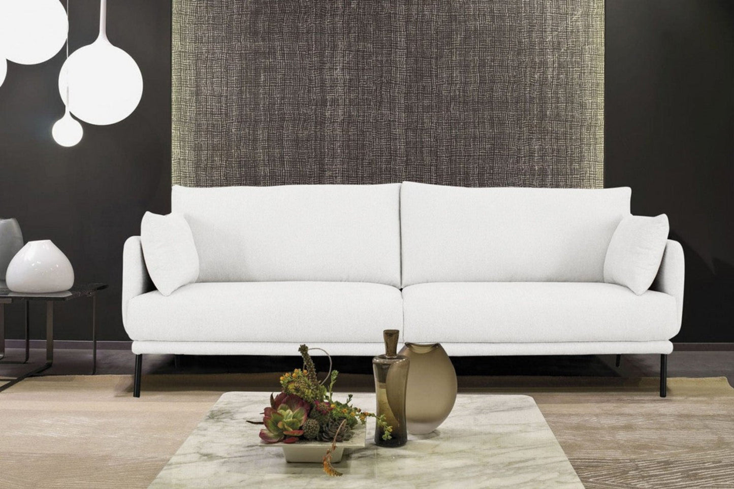 Modway Furniture 85" Off White Sofa with Black Legs – Luxurious Comfort, Stylish Design, Removable Cushions & Durable Fabric - 480936-HOMEROOTS