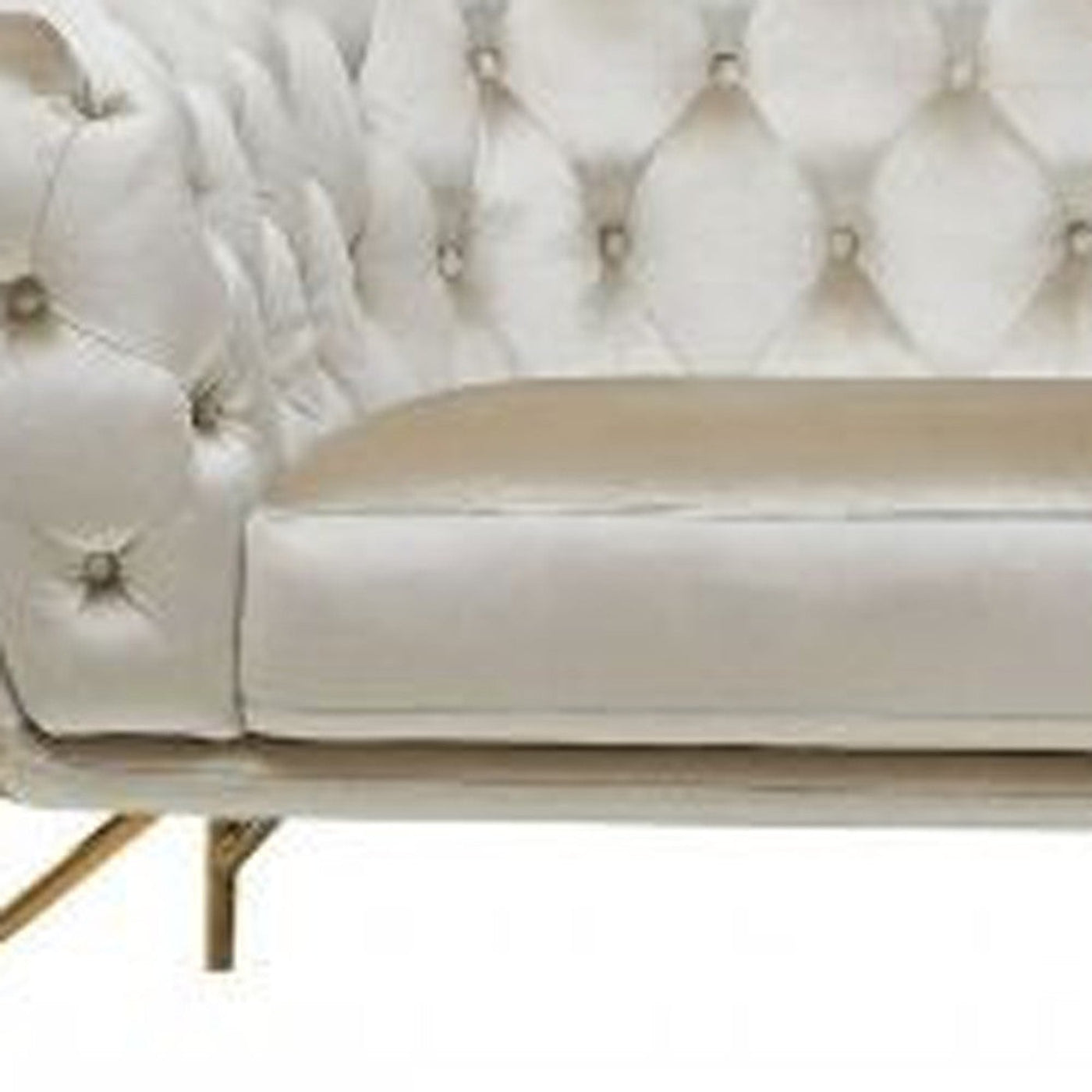 Modway Furniture 88" Beige Velvet Sofa with Gold Legs - Luxurious Comfort, Elegant Design & Tufted Detailing for Your Home - 488828-HOMEROOTS