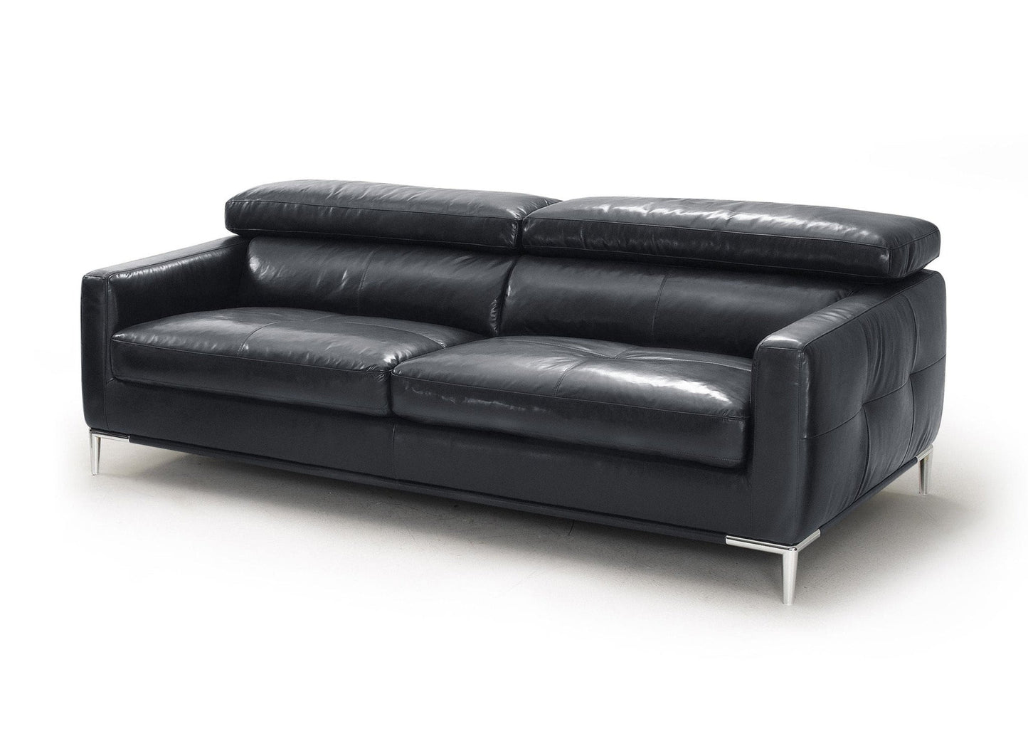 Modway Furniture 79" Black Leather Sofa with Silver Legs - Luxurious Comfort, Contemporary Design & Elegant Appeal - 488830-HOMEROOTS
