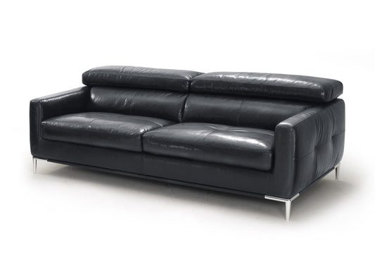 Modway Furniture 79" Black Leather Sofa with Silver Legs - Luxurious Comfort, Contemporary Design & Elegant Appeal - 488830-HOMEROOTS