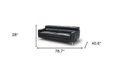 Modway Furniture 79" Black Leather Sofa with Silver Legs - Luxurious Comfort, Contemporary Design & Elegant Appeal - 488830-HOMEROOTS