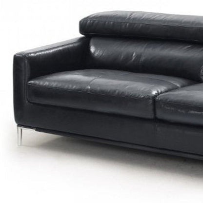 Modway Furniture 79" Black Leather Sofa with Silver Legs - Luxurious Comfort, Contemporary Design & Elegant Appeal - 488830-HOMEROOTS
