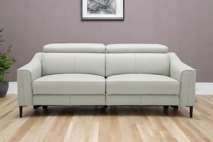 Modway Furniture 74" Gray Leather Reclining Sofa - Luxurious Comfort, Contemporary Style with Black Metal Legs - 488832-HOMEROOTS